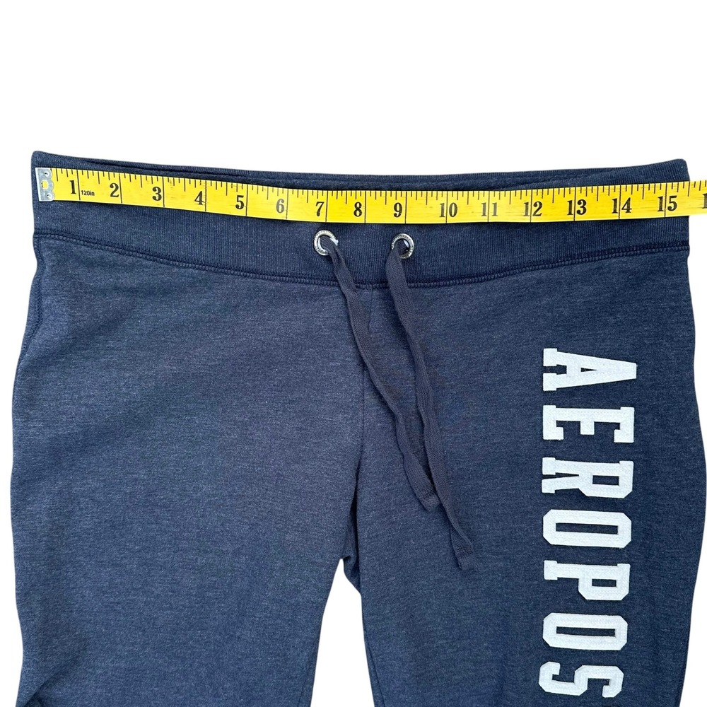 Aeropostale Women's Medium Blue Heather Spellout Graphic Flare Sweatpants Y2K - Picture 6 of 10
